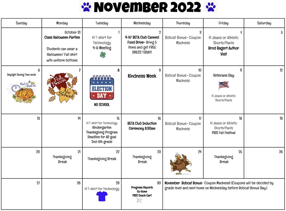 November 2022 Dates