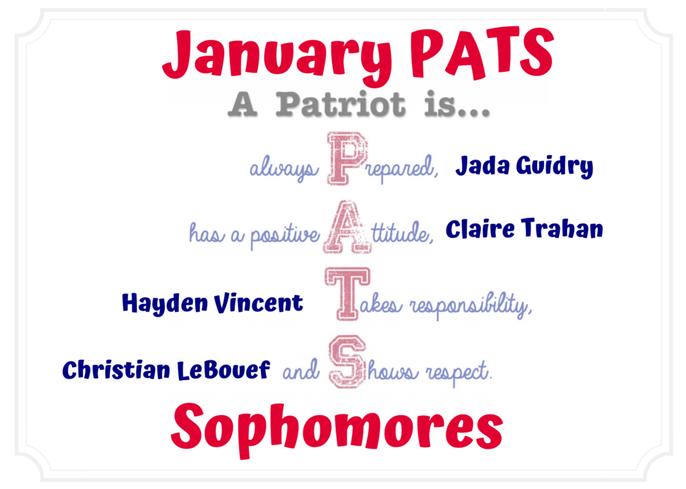 Sophomore PATS for January