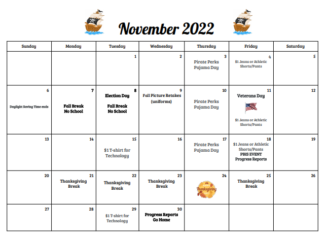 KES November 2022 Calendar