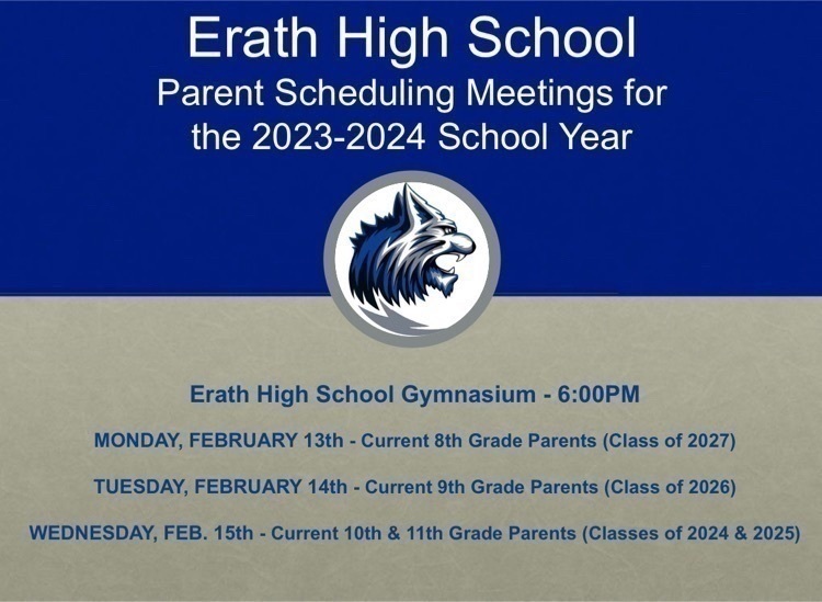 Revised dates for Erath High scheduling. Please note “new” dates!!