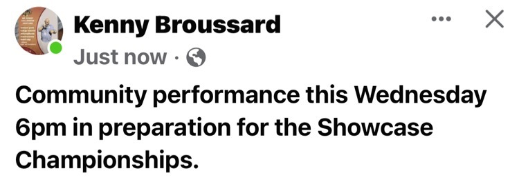 Community band performance news. This Wednesday, November 11, 2022. 6pm at the HS Stadium Free Community Performance! For everyone