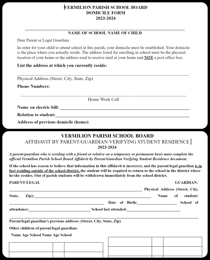 Domicile and Affidavit 2023-2024