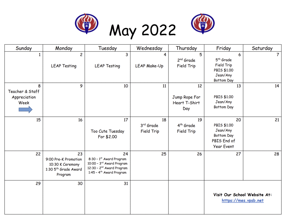 May 2022 Dates