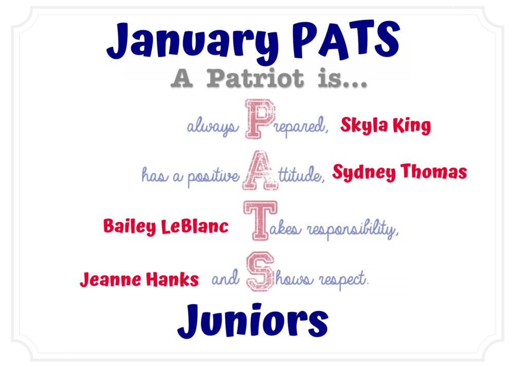 Junior PATS for January