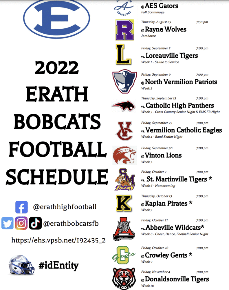 2022 Revised Football Schedule
