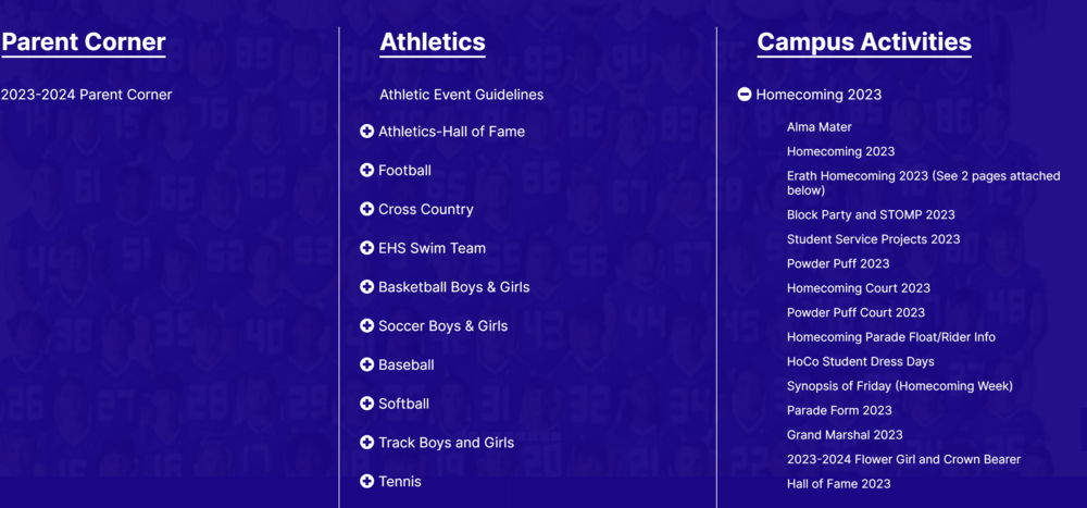 Where can I find Erath High Homecoming 2023 news on the website?