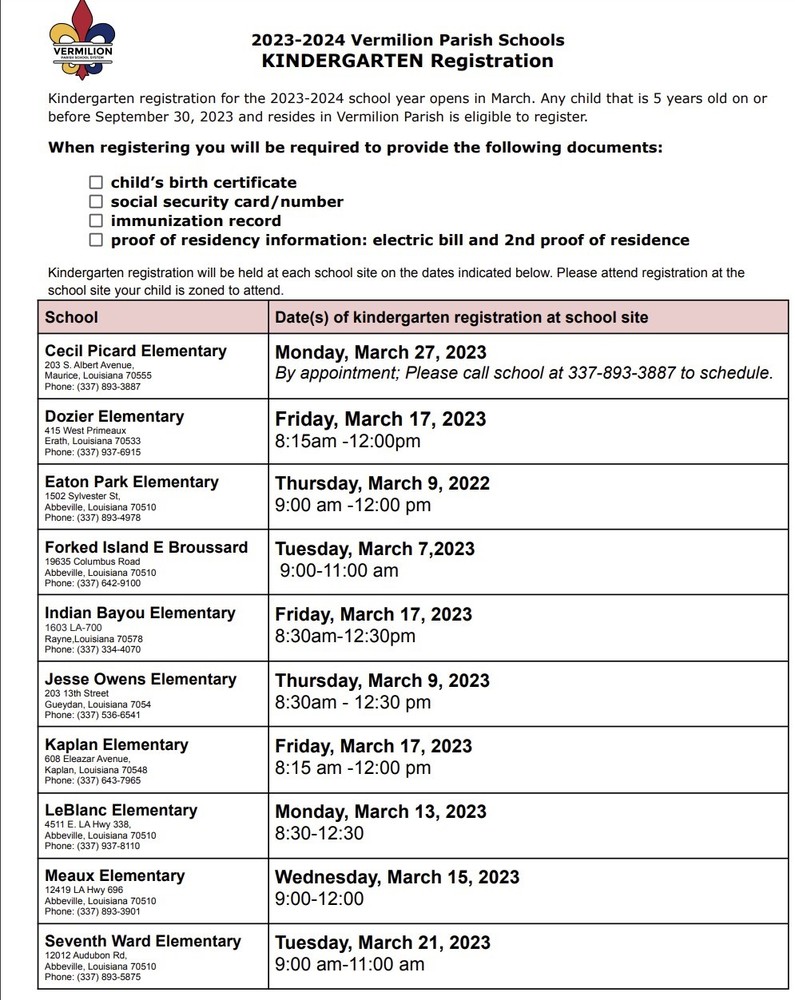 Kindergarten Registration