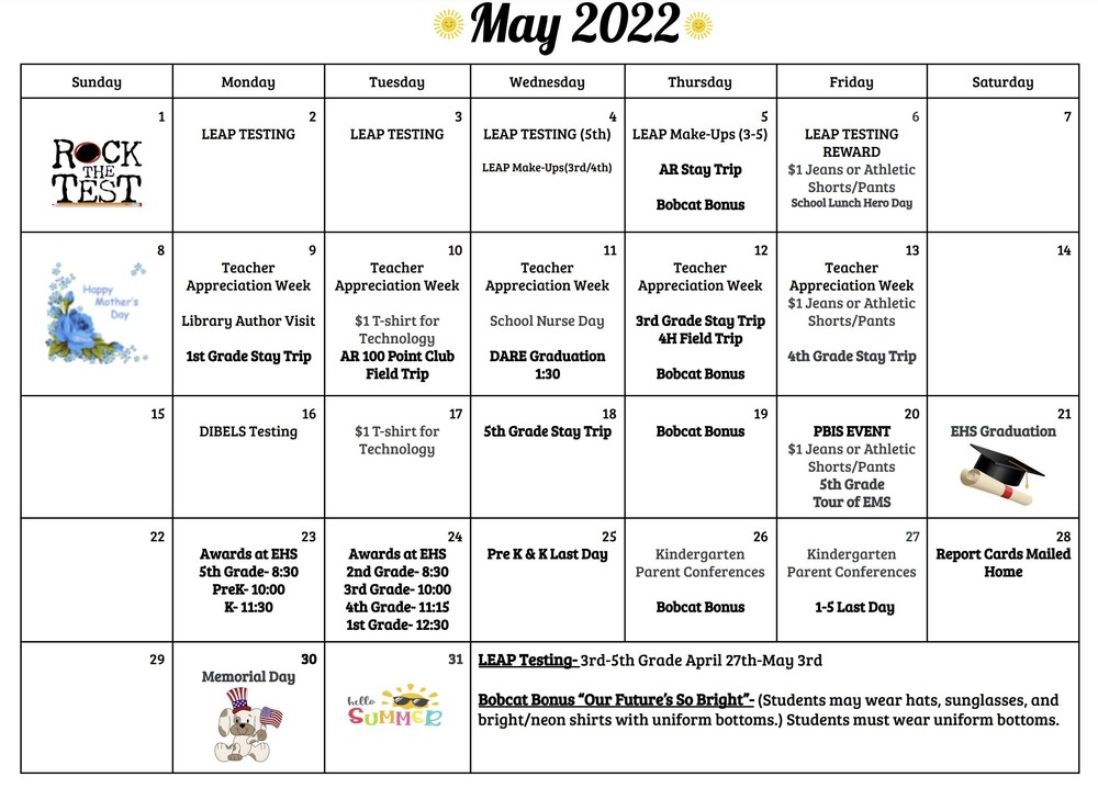 May 2022  Dates