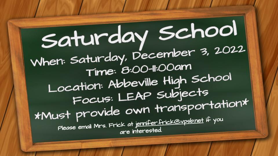Please sign up for Saturday School