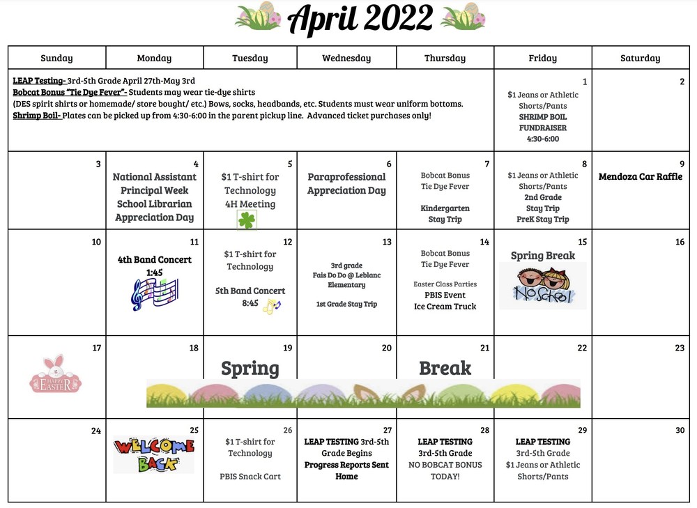 April Dates 2022
