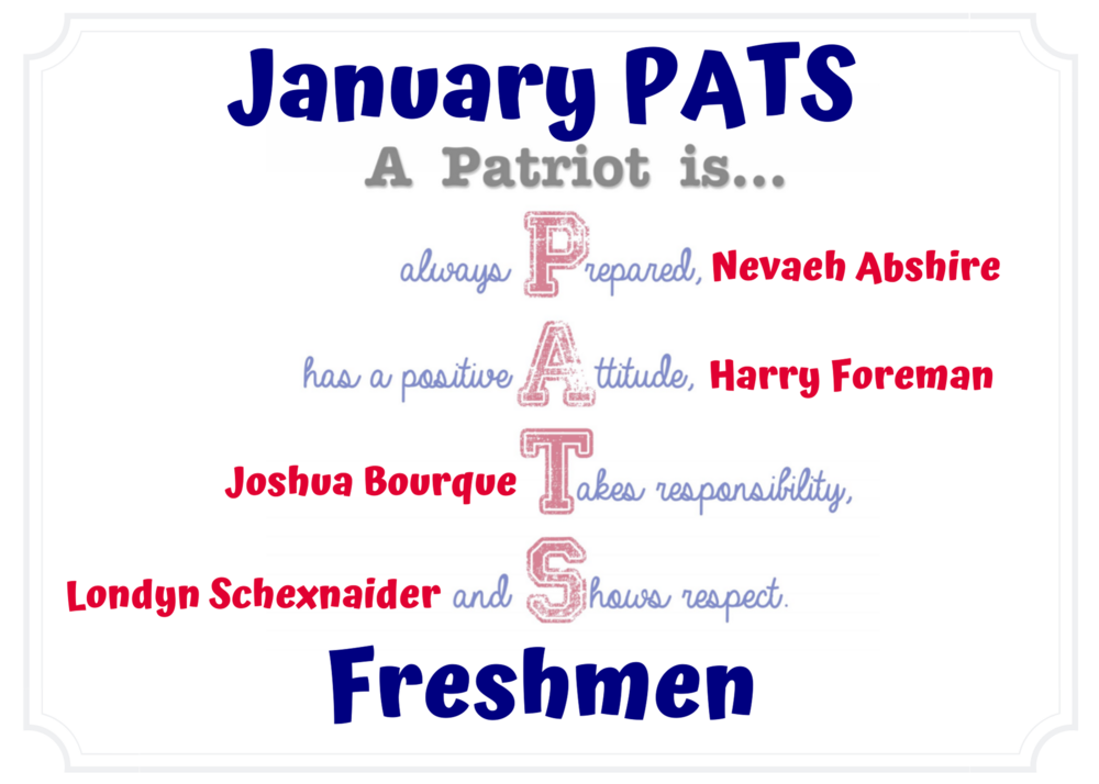 Freshmen PATS for January