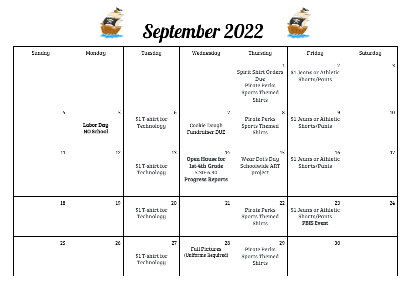 KES September 2022 Calendar