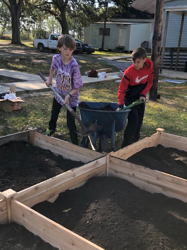 Filling the garden beds with soil