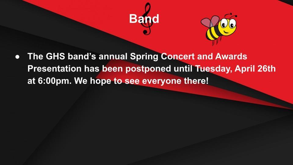 Band Concert Rescheduled