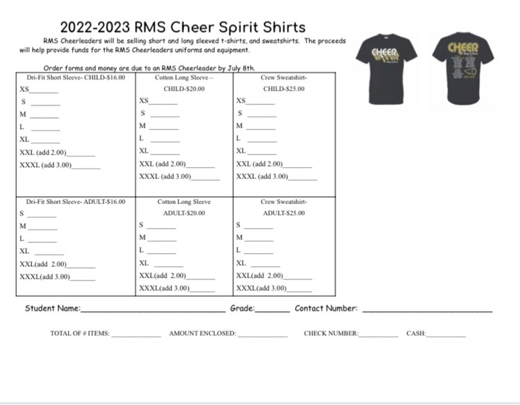 rms cheer shirt order form 2022