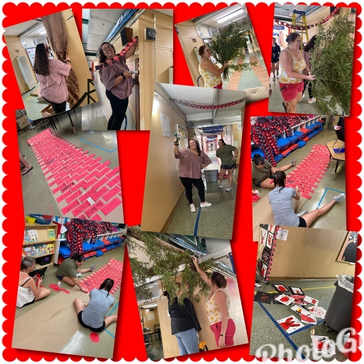Synergizing at its finest. EPE family members decorated in preparation for ULL Paint the Town Red competition. 