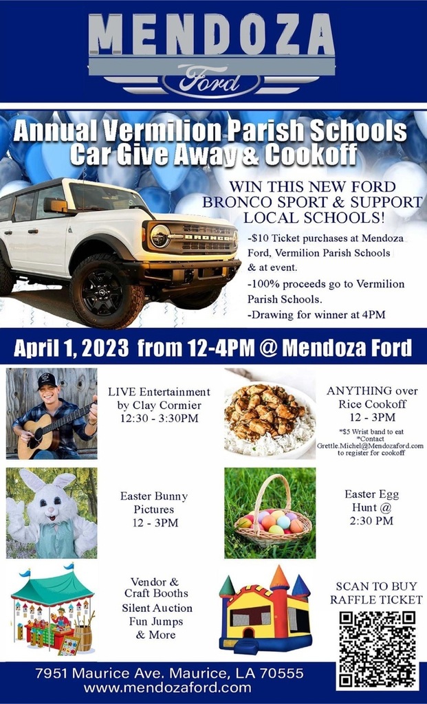 Annual car give away and cook off to support Vermilion Parish public schools. 