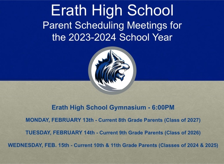 Revised dates for Erath High scheduling. Please note “new” dates!!