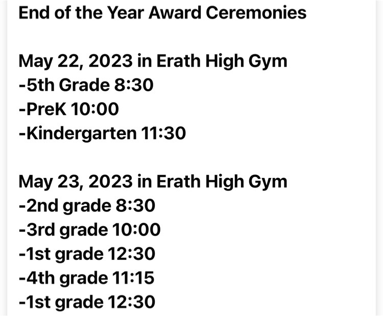 End of the Year Award Ceremonies 