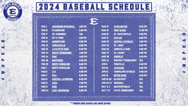 Erath High Varsity Baseball Schedule!